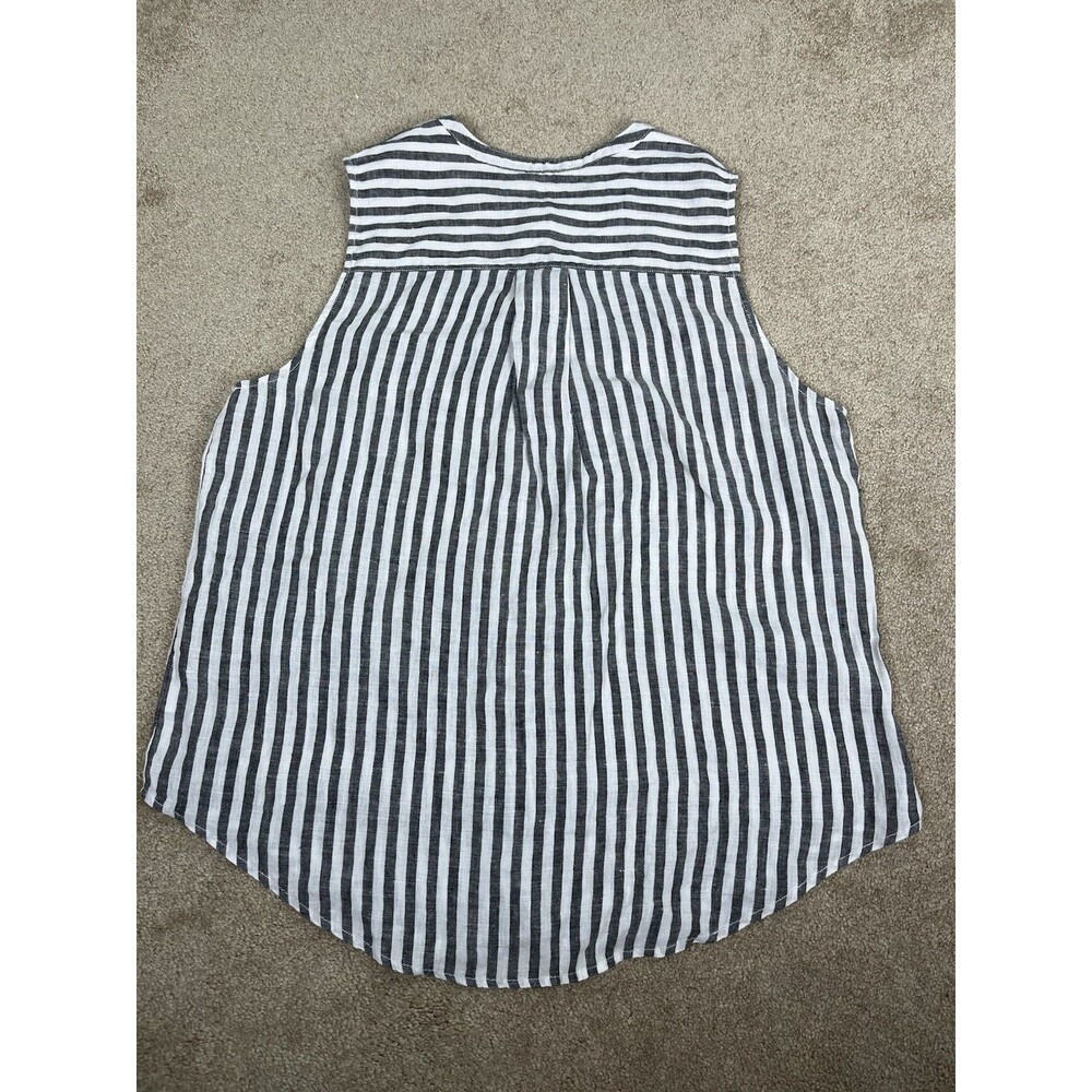 NWOT C&C California XL Stripe Linen Sleeveless Blouse Resort Beach Boho Relaxed - Picture 2 of 7
